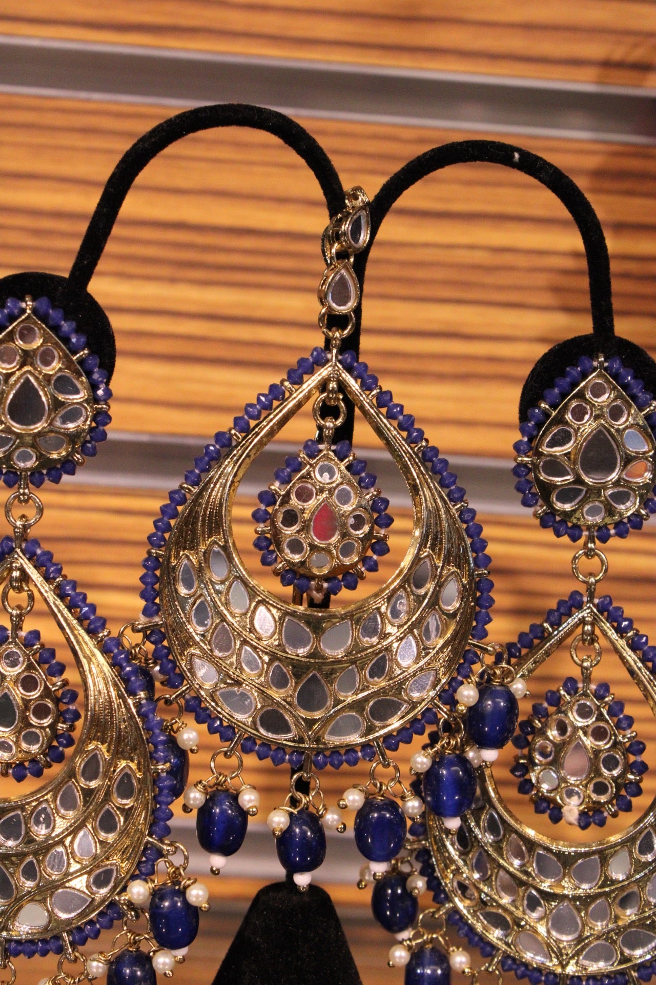 Mirrorwork earrings with Maangtika